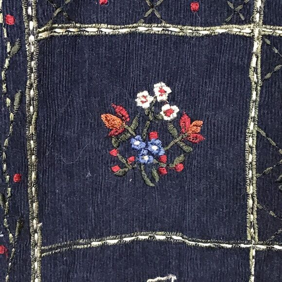 VTG. Bobbie Brooks Floral Corduroy Vest Women's XL Autumn Fall Leaves Tie Back - Picture 5 of 9